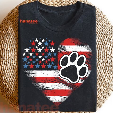 American Flag Dog and Cat Paw Patriotic  