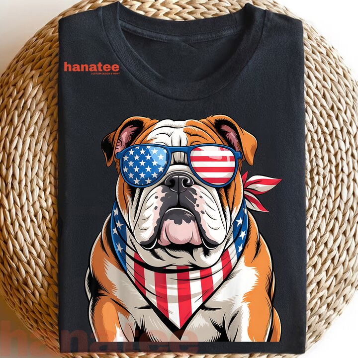 American Flag Patriotic Bulldog 4th Of July 