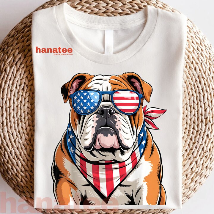 American Flag Patriotic Bulldog 4th Of July 