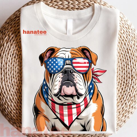 American Flag Patriotic Bulldog 4th Of July 