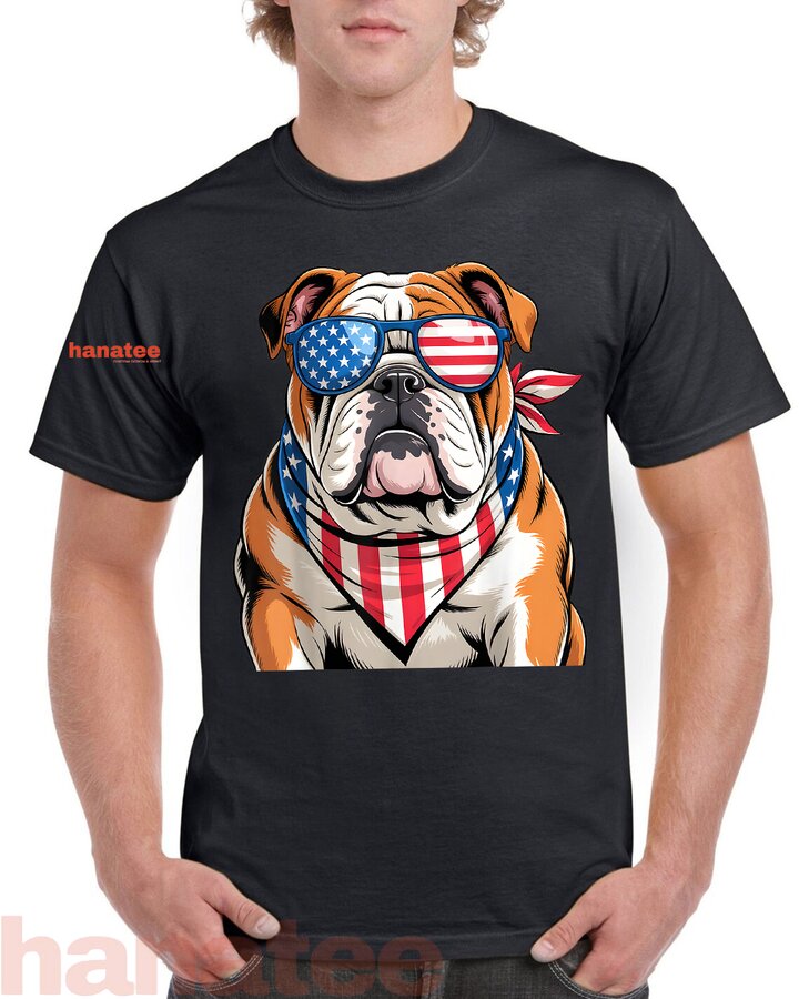 American Flag Patriotic Bulldog 4th Of July 