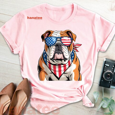 American Flag Patriotic Bulldog 4th Of July 