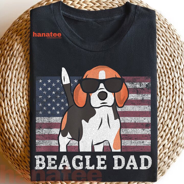 Beagle Dad American Flag Patriotic  