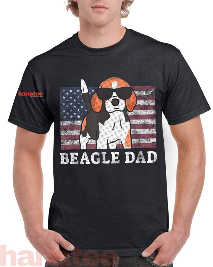 Beagle Dad American Flag Patriotic  