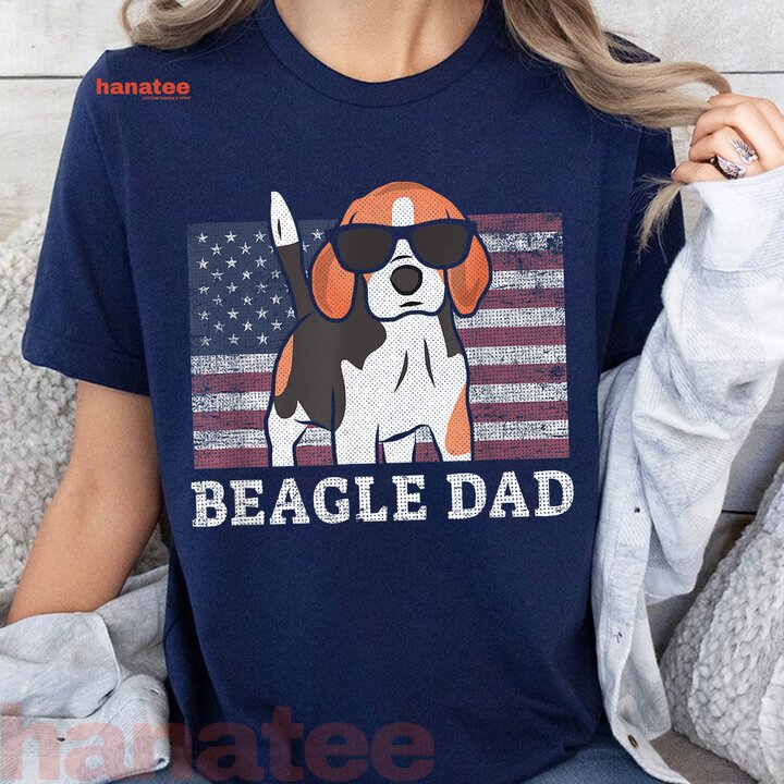 Beagle Dad American Flag Patriotic  