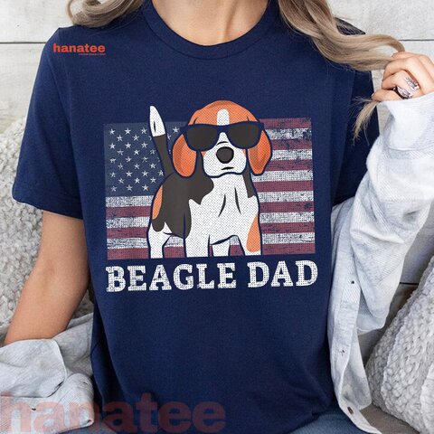 Beagle Dad American Flag Patriotic  