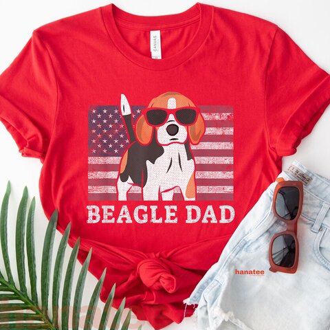 Beagle Dad American Flag Patriotic  