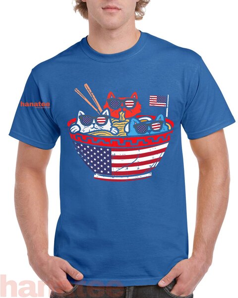 Cats Ramen Anime USA Flag