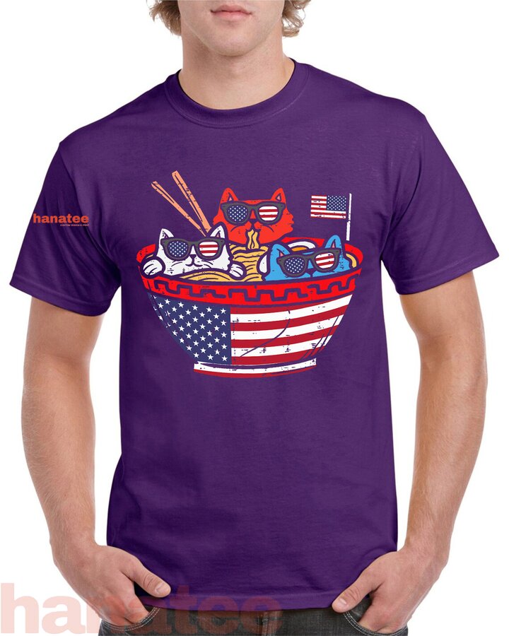 Cats Ramen Anime USA Flag
