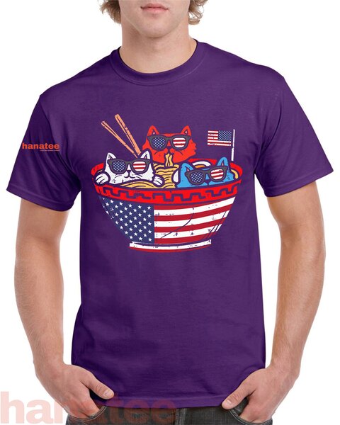 Cats Ramen Anime USA Flag