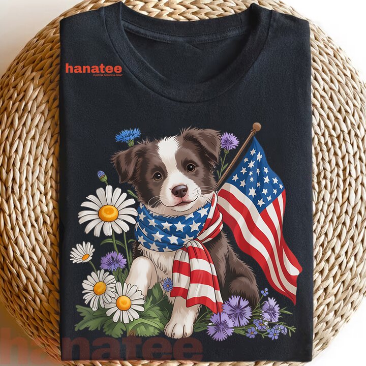 Cute Border Collie Patriotic  