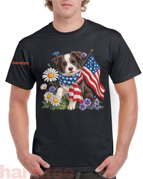 Cute Border Collie Patriotic  