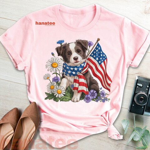 Cute Border Collie Patriotic  