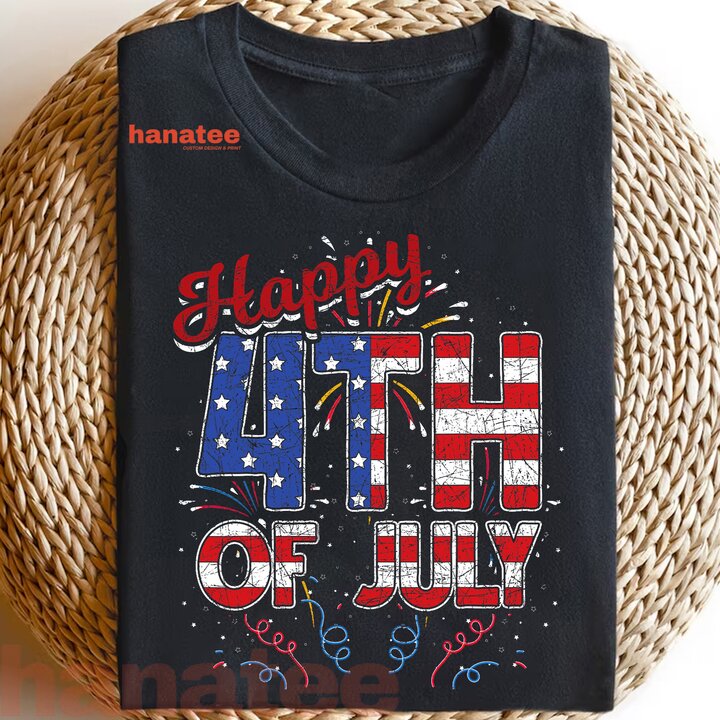 Fireworks Happy 4th Of July US Flag  