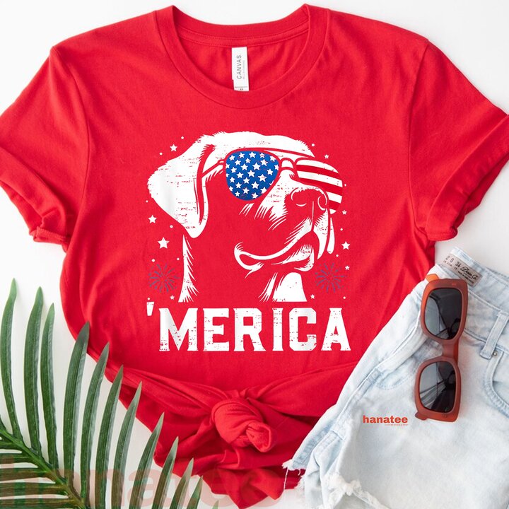 Labrador Retriever Merica US Flag  