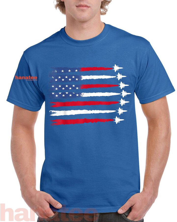 Patriotic Red White Blue USA Flag Fighter Jets  