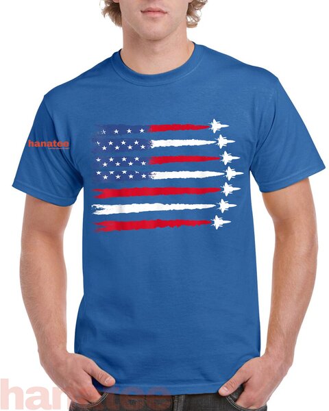Patriotic Red White Blue USA Flag Fighter Jets  