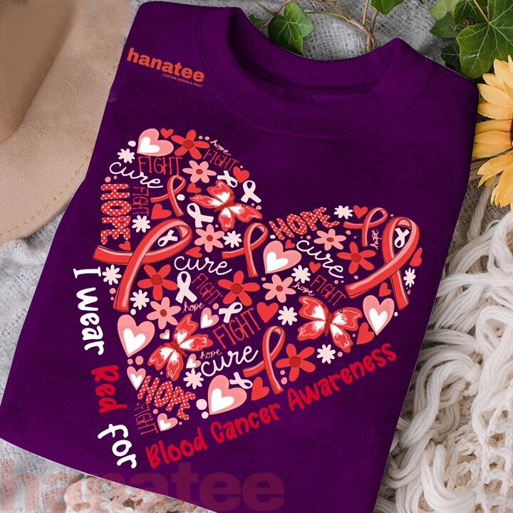 I Wear Red For Blood Cancer Awareness