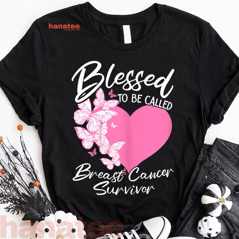 Blessed To Be Called Breast Cancer Survivor Pink Butterfly  