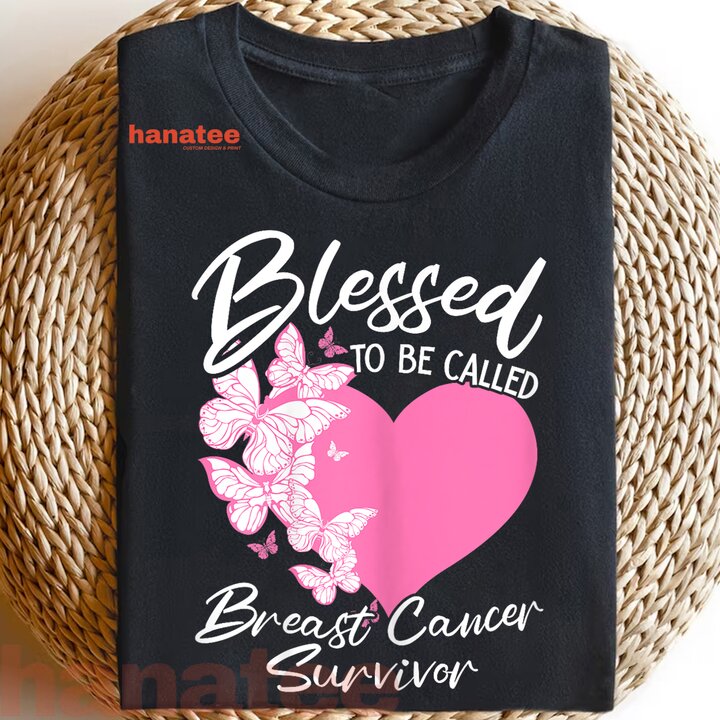 Blessed To Be Called Breast Cancer Survivor Pink Butterfly  
