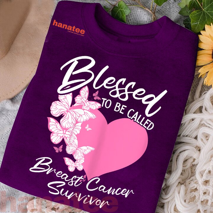 Blessed To Be Called Breast Cancer Survivor Pink Butterfly  