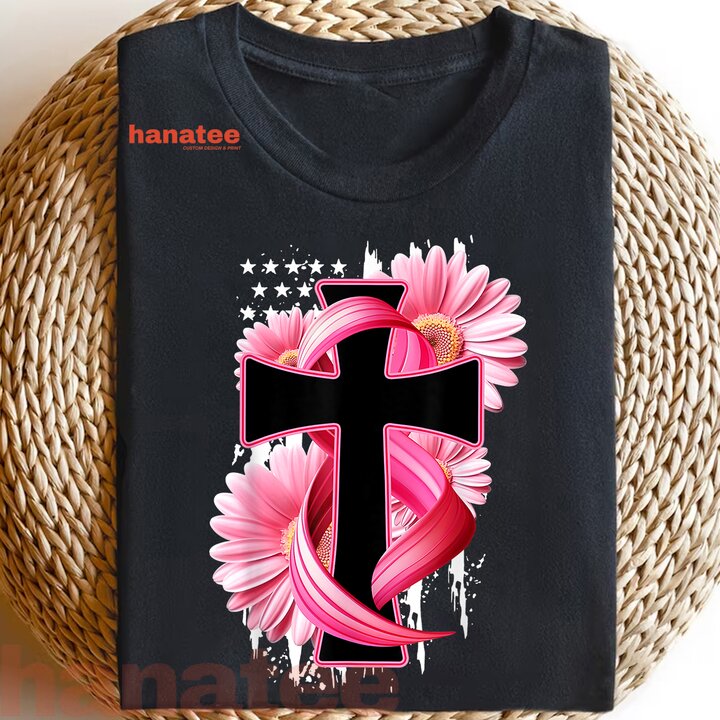 Cross With Pink Sunflower Breast Cancer Awareness  