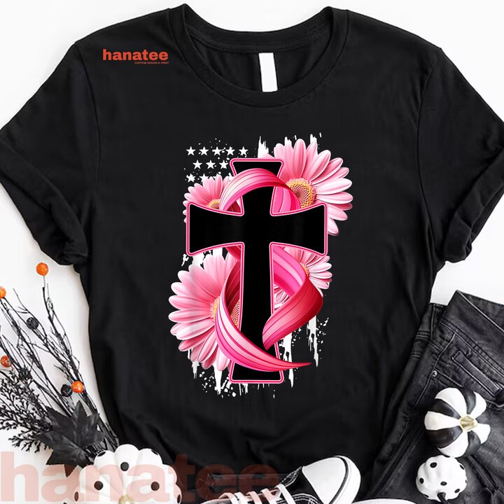 Cross With Pink Sunflower Breast Cancer Awareness  