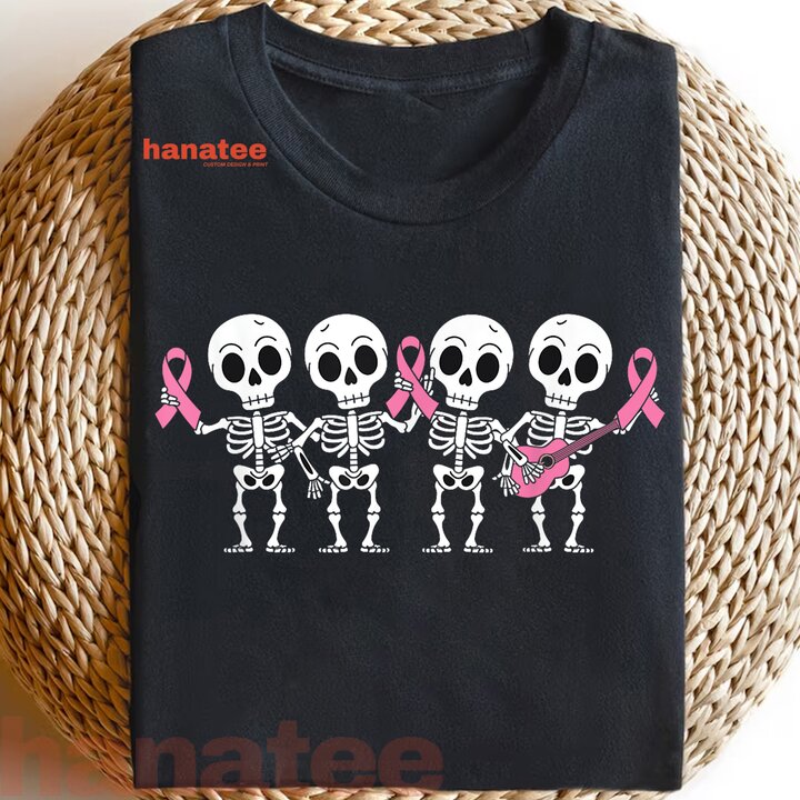 Pink Ribbon Breast Cancer Awareness Skeleton  