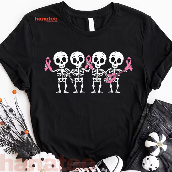 Pink Ribbon Breast Cancer Awareness Skeleton  