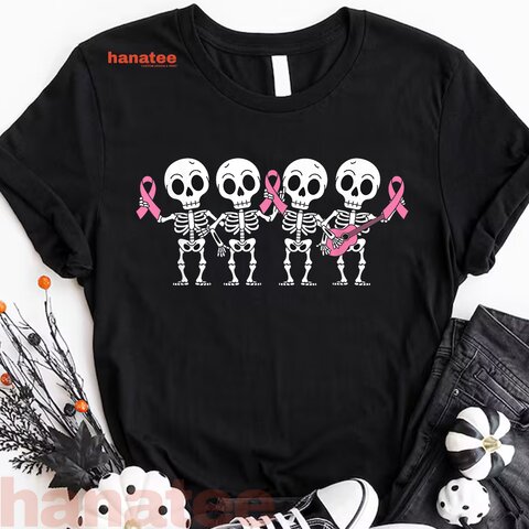 Pink Ribbon Breast Cancer Awareness Skeleton  
