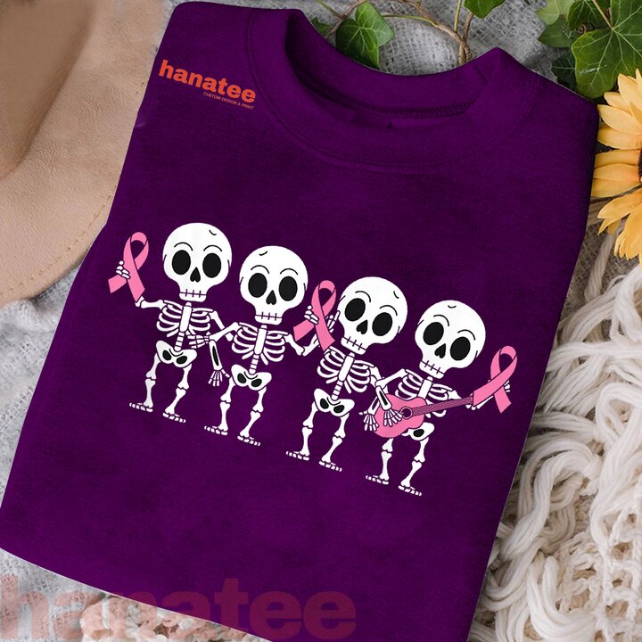Pink Ribbon Breast Cancer Awareness Skeleton  