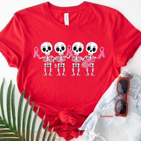 Pink Ribbon Breast Cancer Awareness Skeleton  