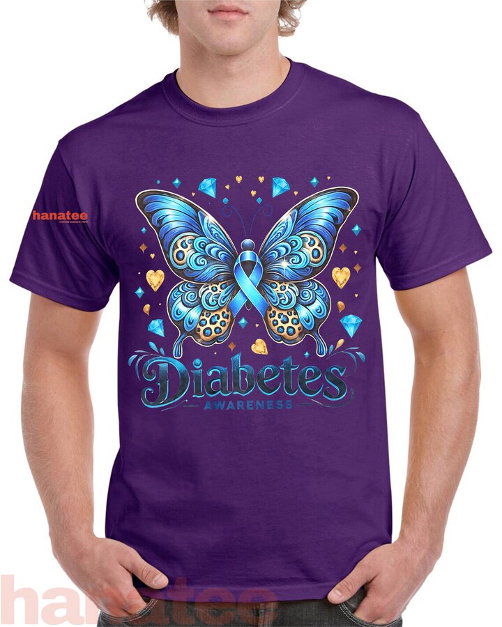 Butterfly Diabetes Blue Ribbon T1D