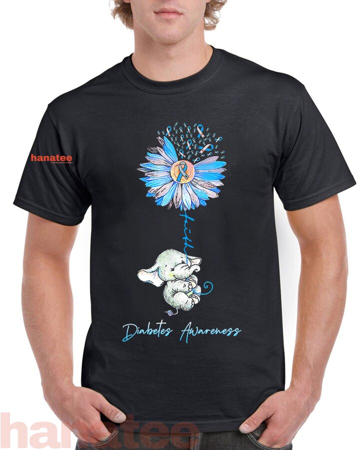 Faith Cute Elephants Sunflower Diabetes Awareness