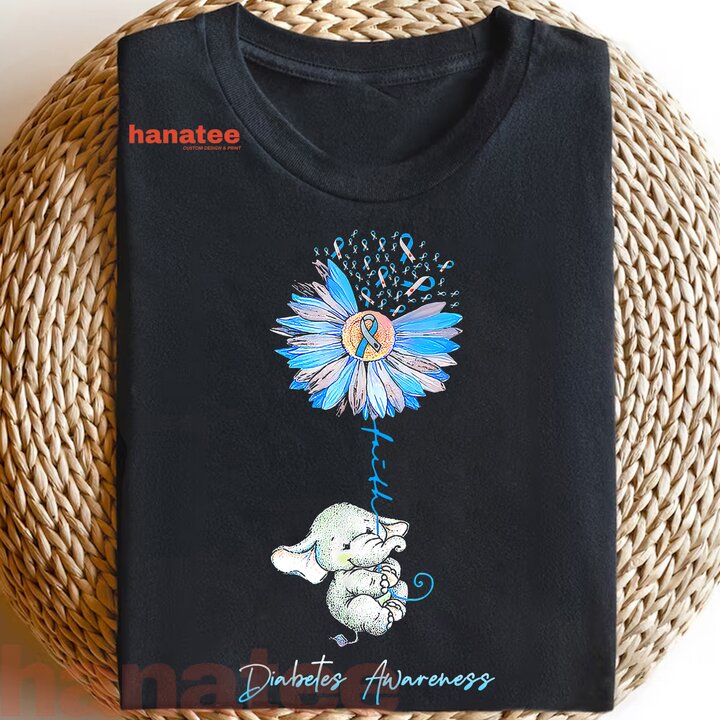Faith Cute Elephants Sunflower Diabetes Awareness