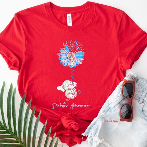 Faith Cute Elephants Sunflower Diabetes Awareness