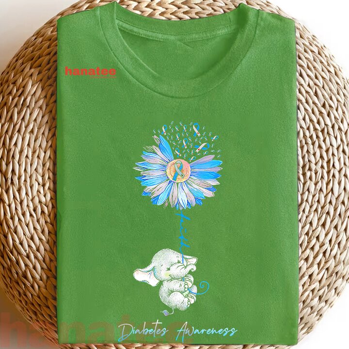 Faith Cute Elephants Sunflower Diabetes Awareness