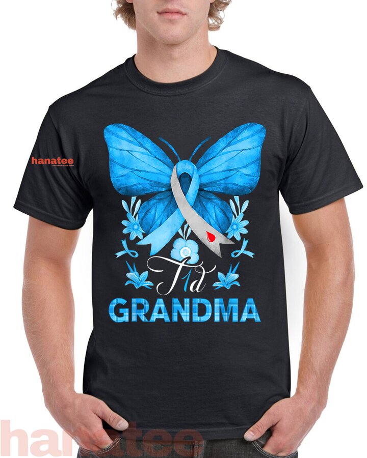 T1D Grandma Diabetes Awareness Blue Butterfly