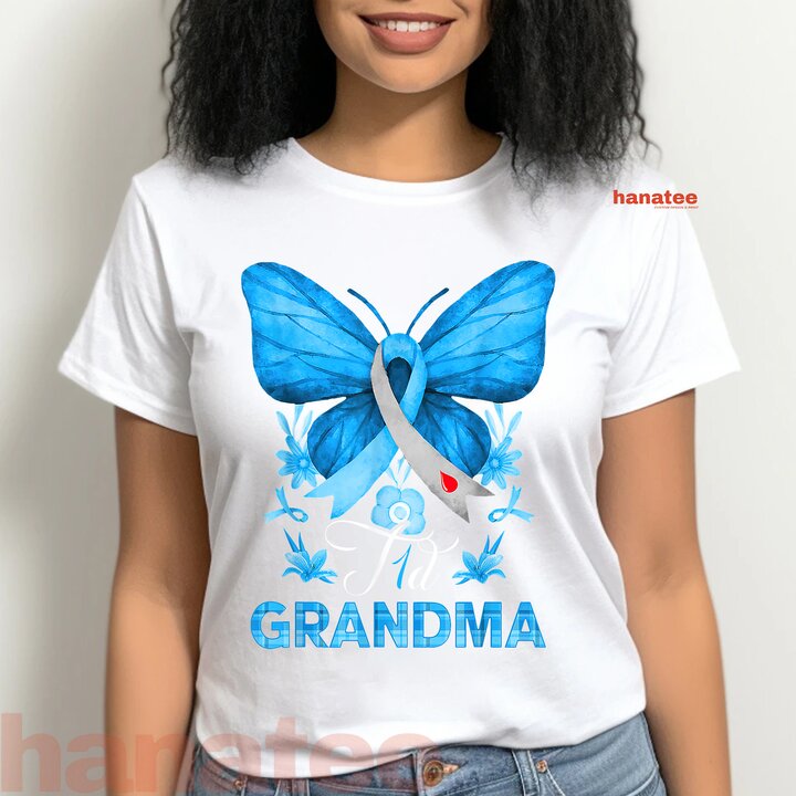 T1D Grandma Diabetes Awareness Blue Butterfly