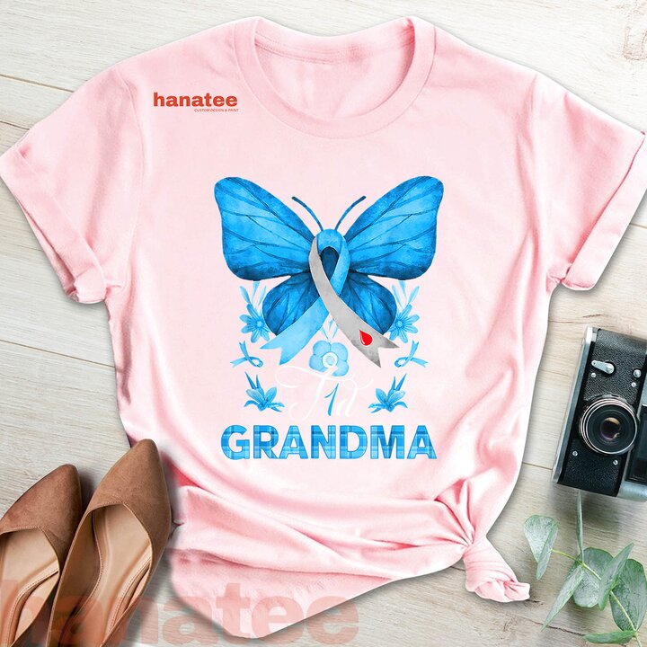 T1D Grandma Diabetes Awareness Blue Butterfly