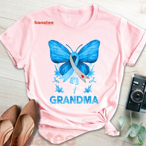 T1D Grandma Diabetes Awareness Blue Butterfly
