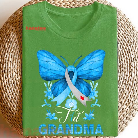 T1D Grandma Diabetes Awareness Blue Butterfly