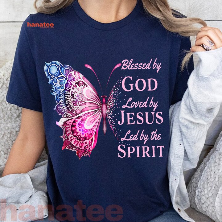 Blessed by God Loved by Jesus Pink Butterfly
