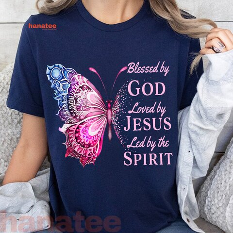 Blessed by God Loved by Jesus Pink Butterfly