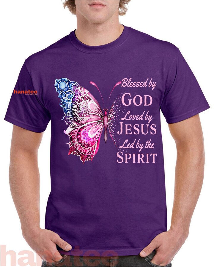 Blessed by God Loved by Jesus Pink Butterfly