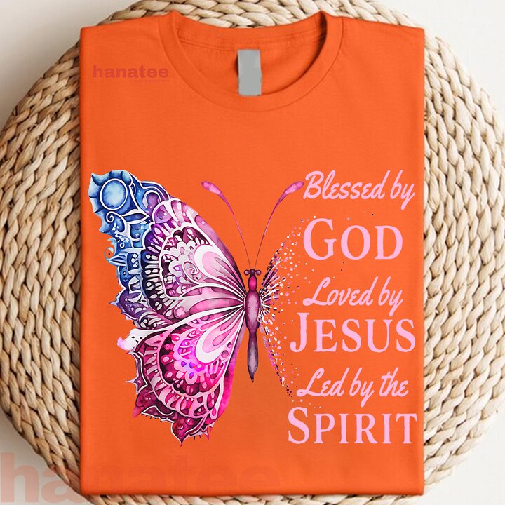Blessed by God Loved by Jesus Pink Butterfly