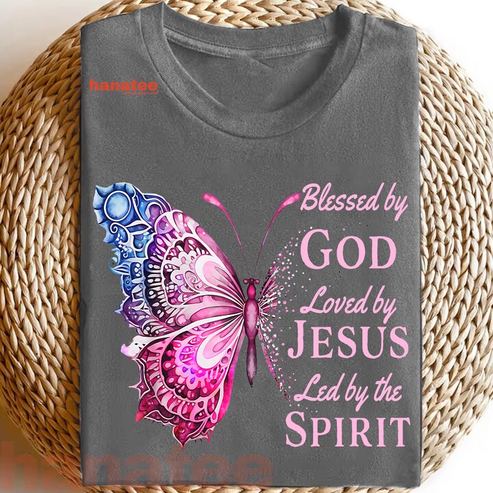 Blessed by God Loved by Jesus Pink Butterfly
