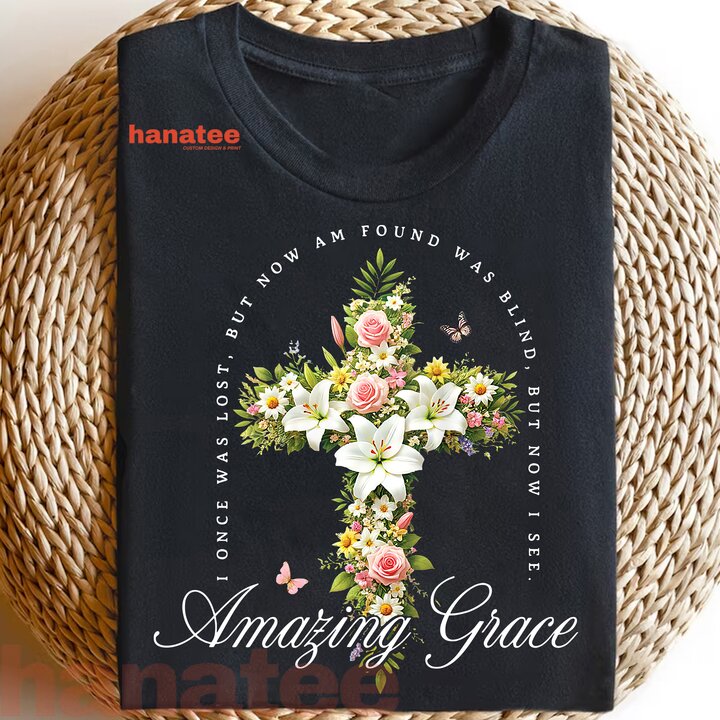 Floral Cross Amazing Grace Christian