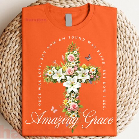 Floral Cross Amazing Grace Christian