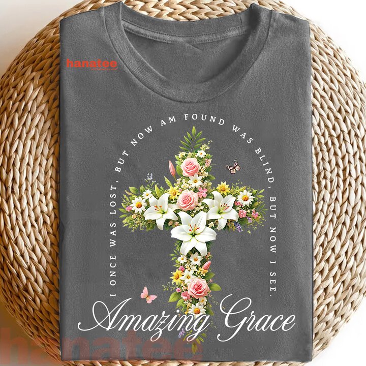 Floral Cross Amazing Grace Christian